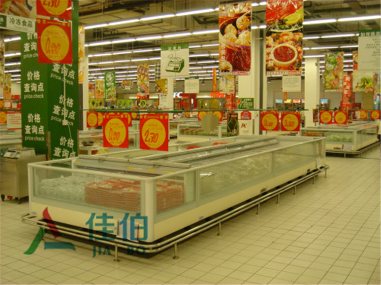 供应河南哪里有卖超市冷冻食品展示柜 风冷双岛柜厂家定做 超市冷柜价格图片