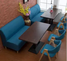 供应郑州西餐厅桌椅布艺卡座奶茶店沙发咖啡厅桌椅组合 甜品店桌椅实木餐桌椅