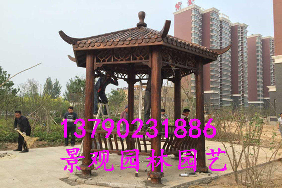 深圳防腐木凉亭 花架 葡萄架 碳化木阳台地板设计定图片