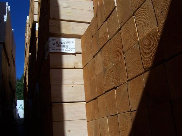 供应用于制造扣板的加拿大原装进口铁杉木无节材图片