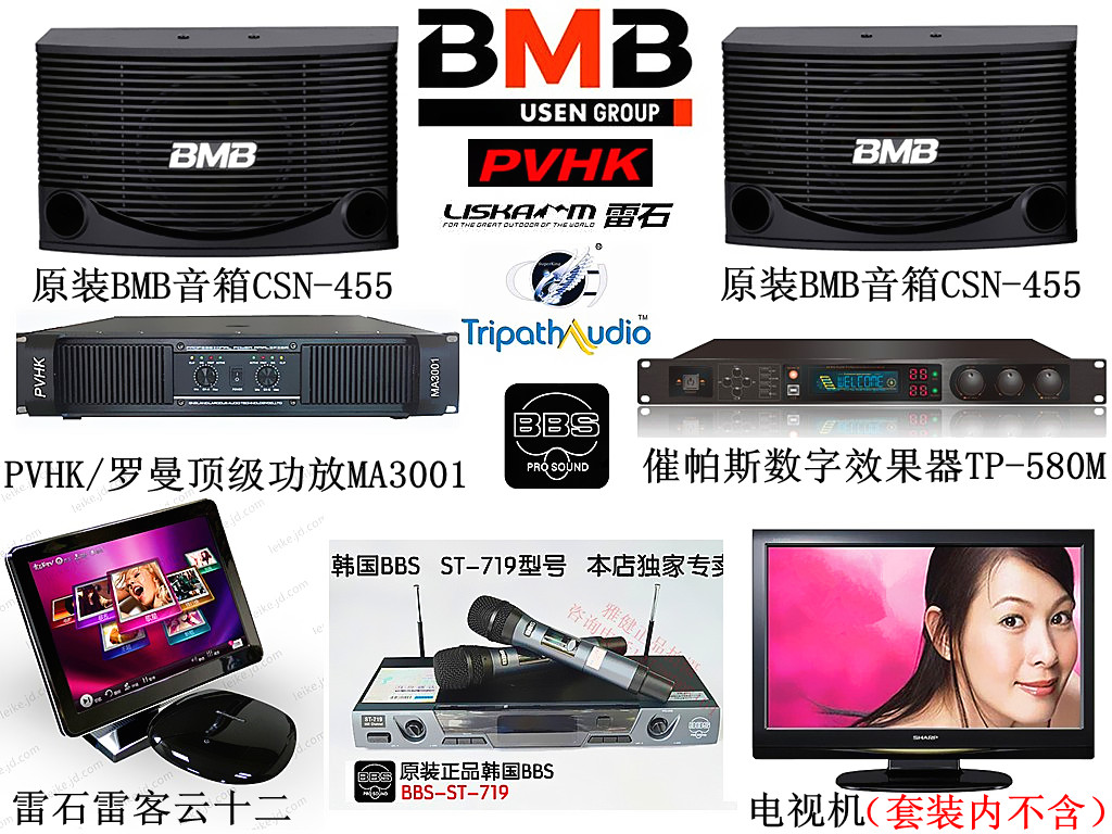 供应BMB日本CSN-455 KTV家庭练唱音响 雷石云十二点歌系统 BBS一拖二无线麦克风