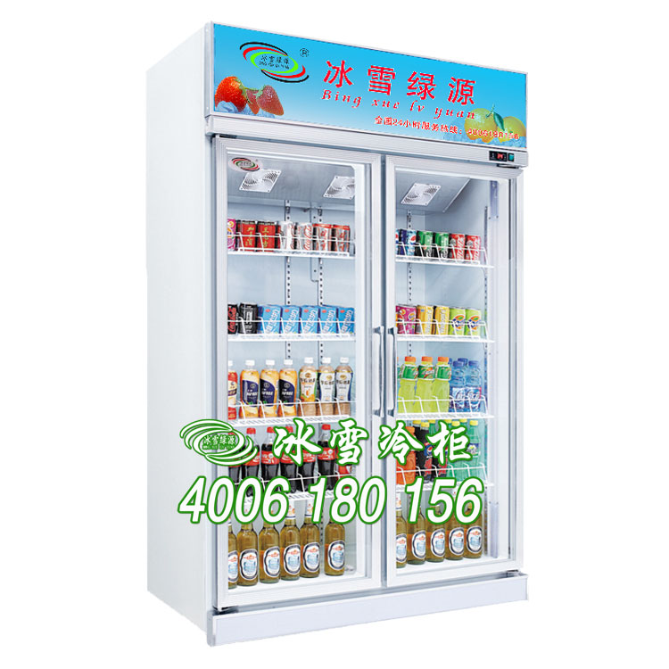 供应冷藏柜，便利店立式双门冷柜，超市饮料展示柜图片