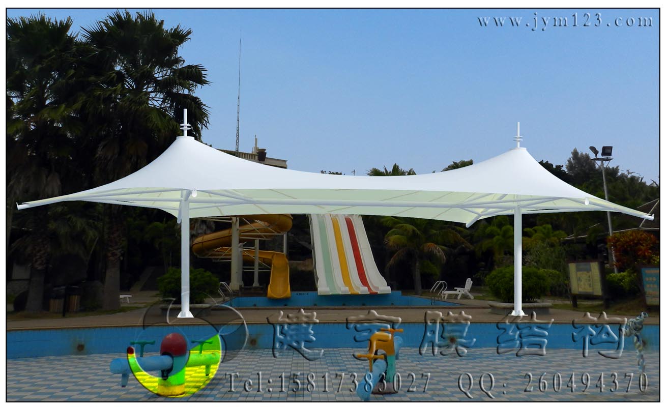 供应用于遮阳棚的泳池景观遮阳张拉膜/游泳池遮阳棚