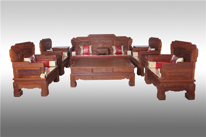 供应东阳红木家具-汉宫春晓沙发11件-缅甸花梨沙发-红酸枝沙发图片