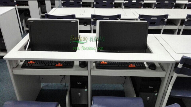 供应翻转电脑桌 学生机房电脑桌 多媒体电教室翻转电脑桌