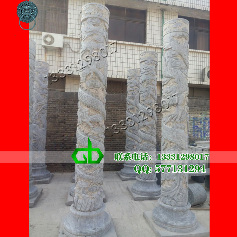 供应石雕柱子厂家销售广场龙盘柱子  特价柱子雕刻图片