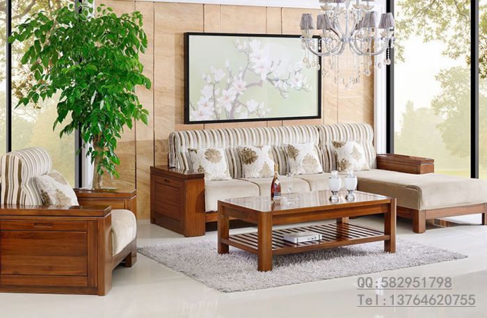供应柚木家具厂家 柚木单人双人三人沙发组合全实木转角L型沙发 现代简约 上海图片