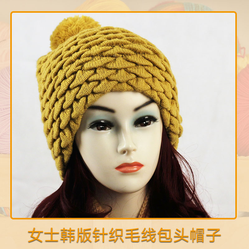 女士韩版针织毛线包头帽子 女士韩版毛线包头帽子 潮流针织毛线包头帽子图片