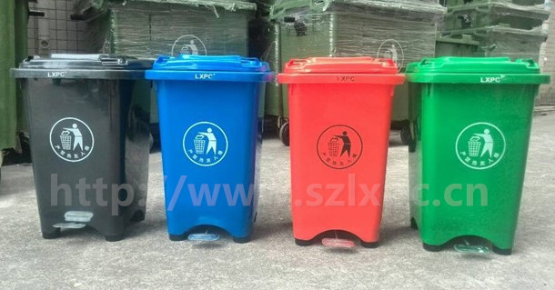 深圳市80L垃圾桶厂家80L垃圾桶 户外环卫垃圾桶 四色分类垃圾桶 移动带盖垃圾桶 塑料垃圾桶