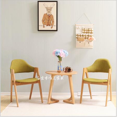 高密市唯美家具纯实木橡木休闲椅 韩式简约现代布艺坐垫咖啡椅图片