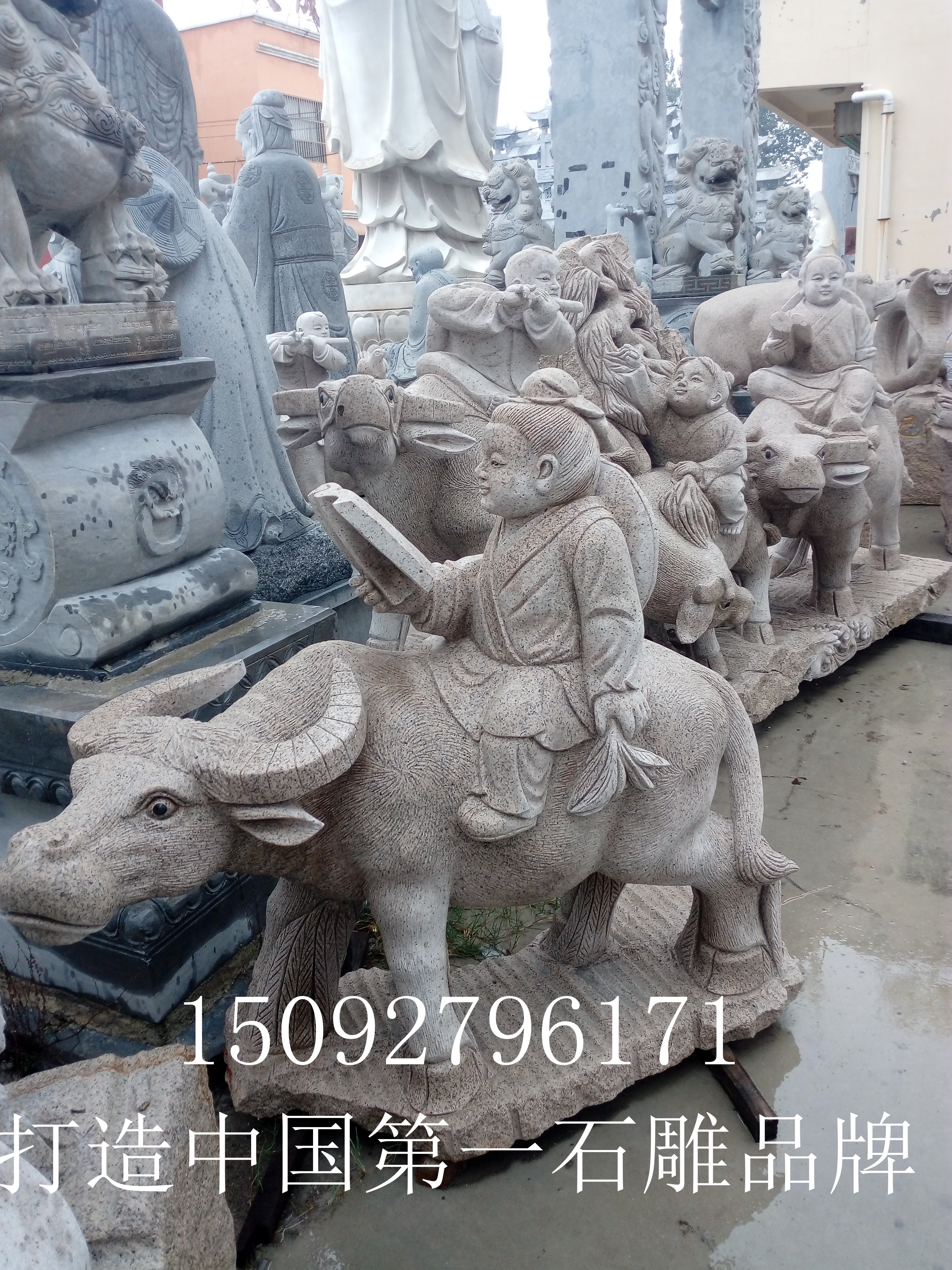 济宁市石雕动物厂家石雕动物 园林景观动物造型石雕摆件 三羊开泰石雕 汉白玉石雕动物