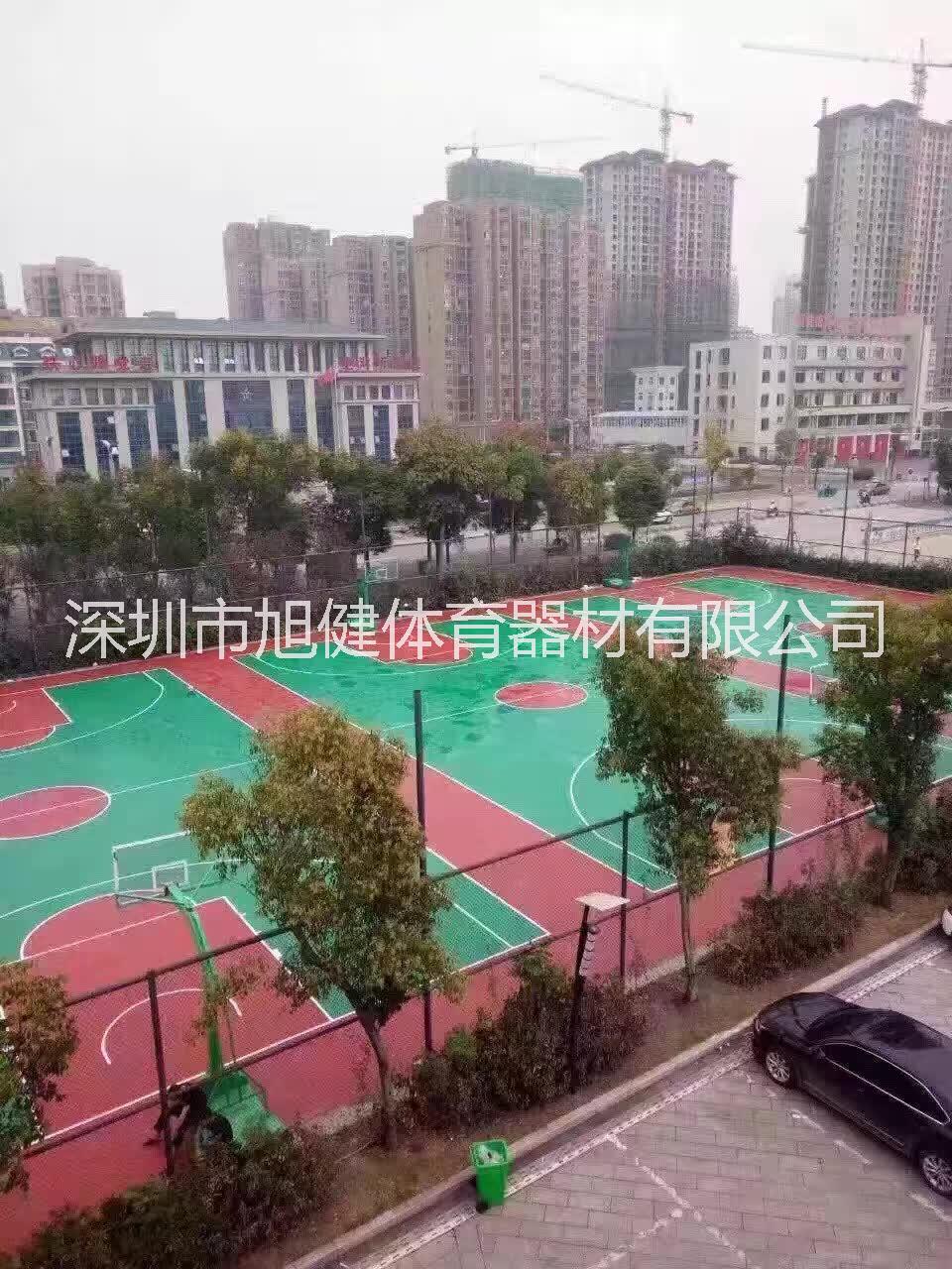 深圳市硅PU篮球场厂家硅PU篮球场 篮球场地划线 深圳塑胶球场运动场地做法
