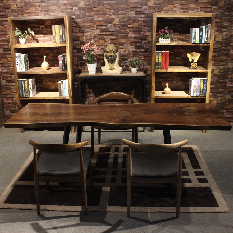 简约现代北欧创意茶几方形实木原木茶桌客厅黑胡桃茶几餐桌书桌会