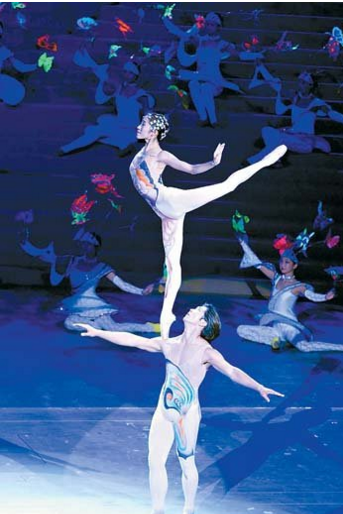 上海年会晚会杂技肩上芭蕾表演公司 肩上芭蕾介绍培训 力量与柔术组合表演图片
