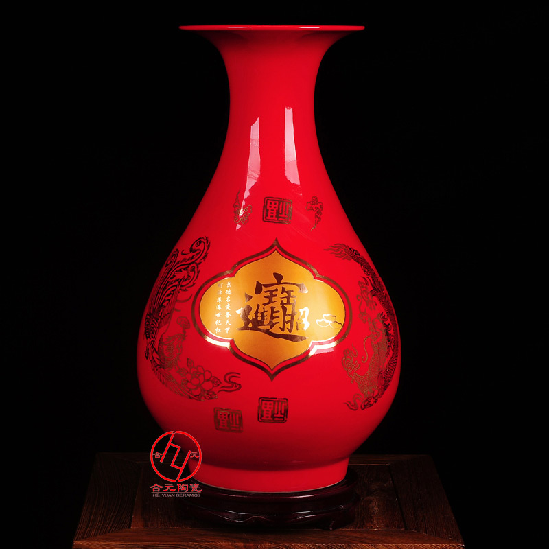 景德镇市中国红大花瓶厂家中国红大花瓶