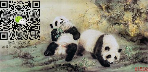 大绿猫 熊猫 绿熊猫 国画 老烟墨做旧