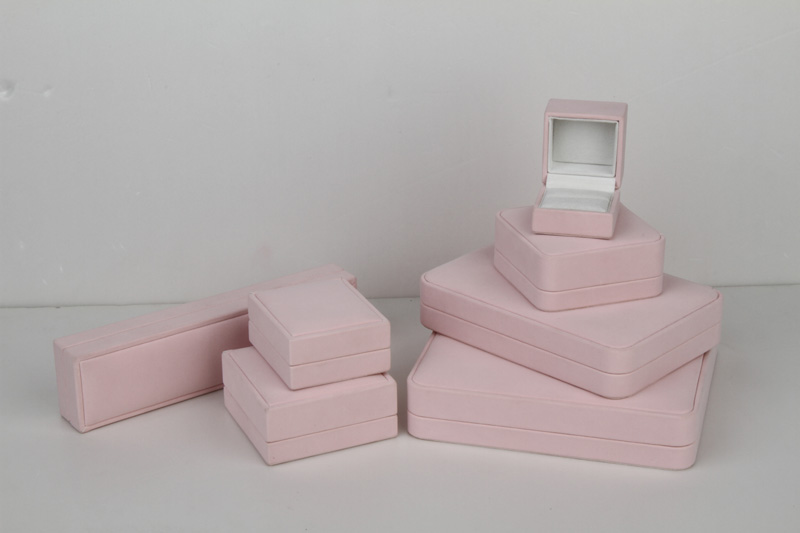 东莞PU皮盒加工厂 八角形饰品盒 杏色贴皮塑胶盒 粉色项链包装盒