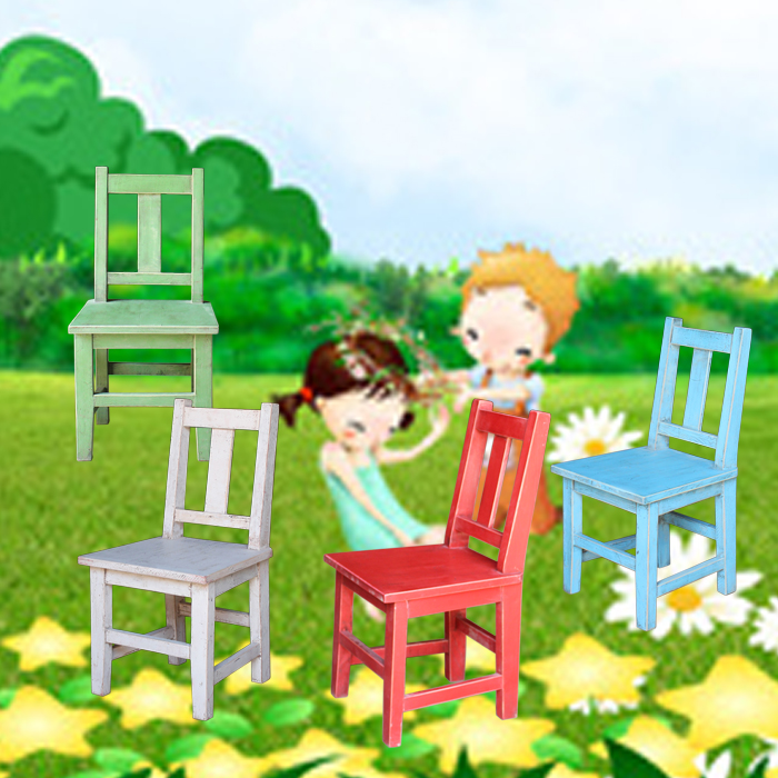 手工榫卯实木小孩幼儿园靠背小椅子彩色板凳 工厂直销原木家具图片