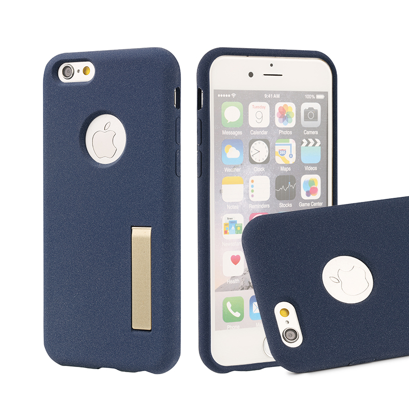 【托马图】厂家批发 绒毛漆喷砂支架手机壳 iPhone6/plus手机保护套