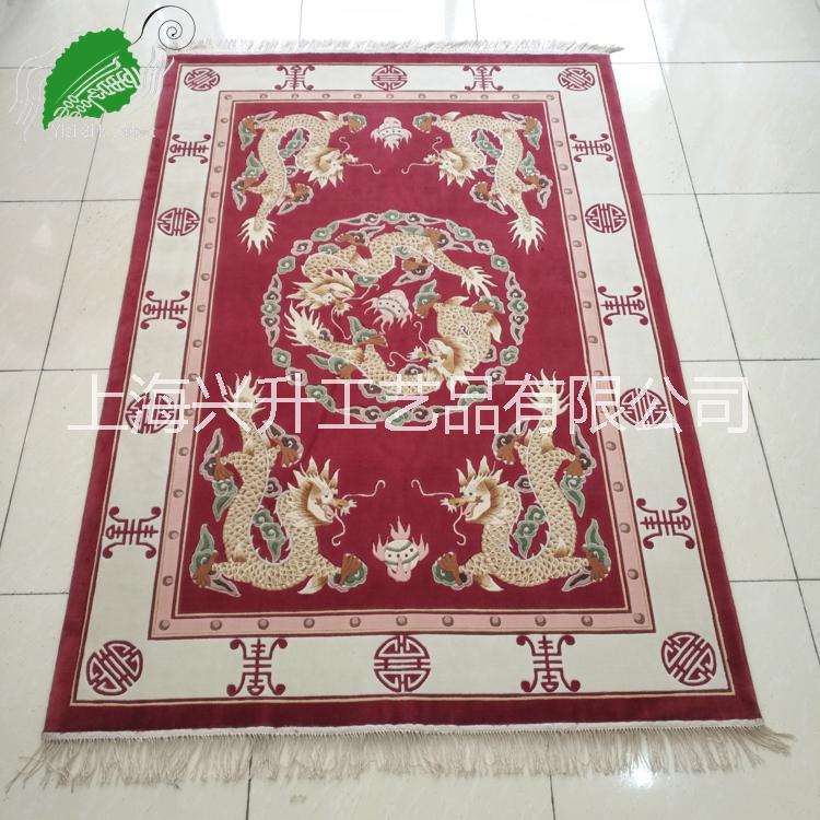 亿丝经典中式红色加厚《双龙戏珠》实惠纯手工真丝地毯122x183cm图片