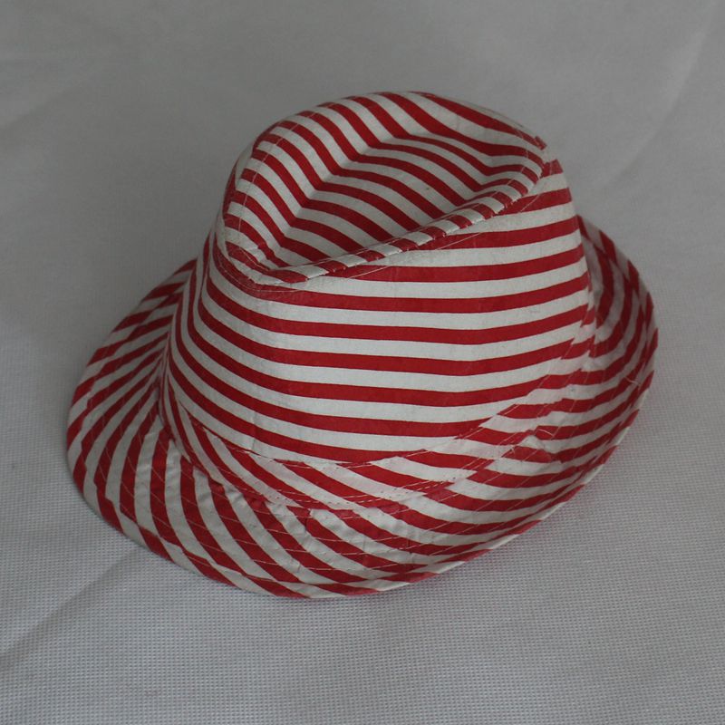 红白色条纹布定型牛仔帽礼帽批发