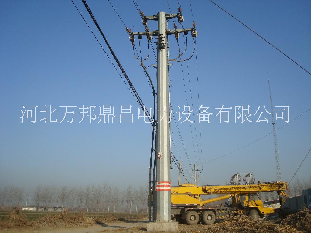 供应宁夏电力钢管杆10KV双回路终端电力杆价格