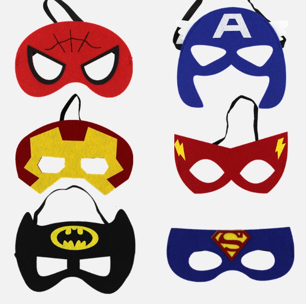 万圣节化妆舞台可爱装扮面具 眼罩蜘蛛侠超人蝙蝠侠 儿童毛毡面具