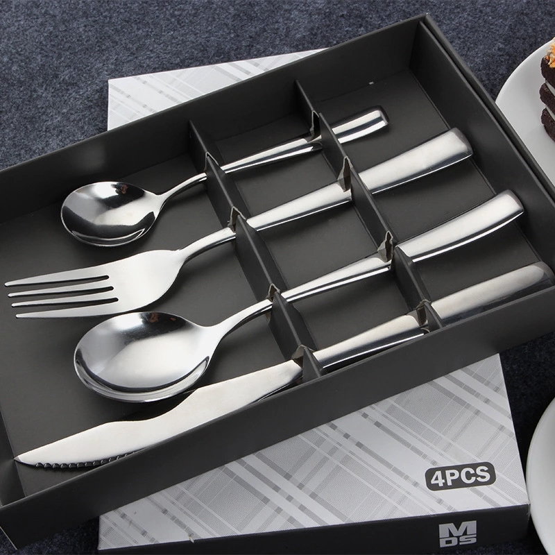 高档不锈钢餐具 不锈钢刀叉勺礼盒 牛排刀叉 餐具四件套 方柄四件套