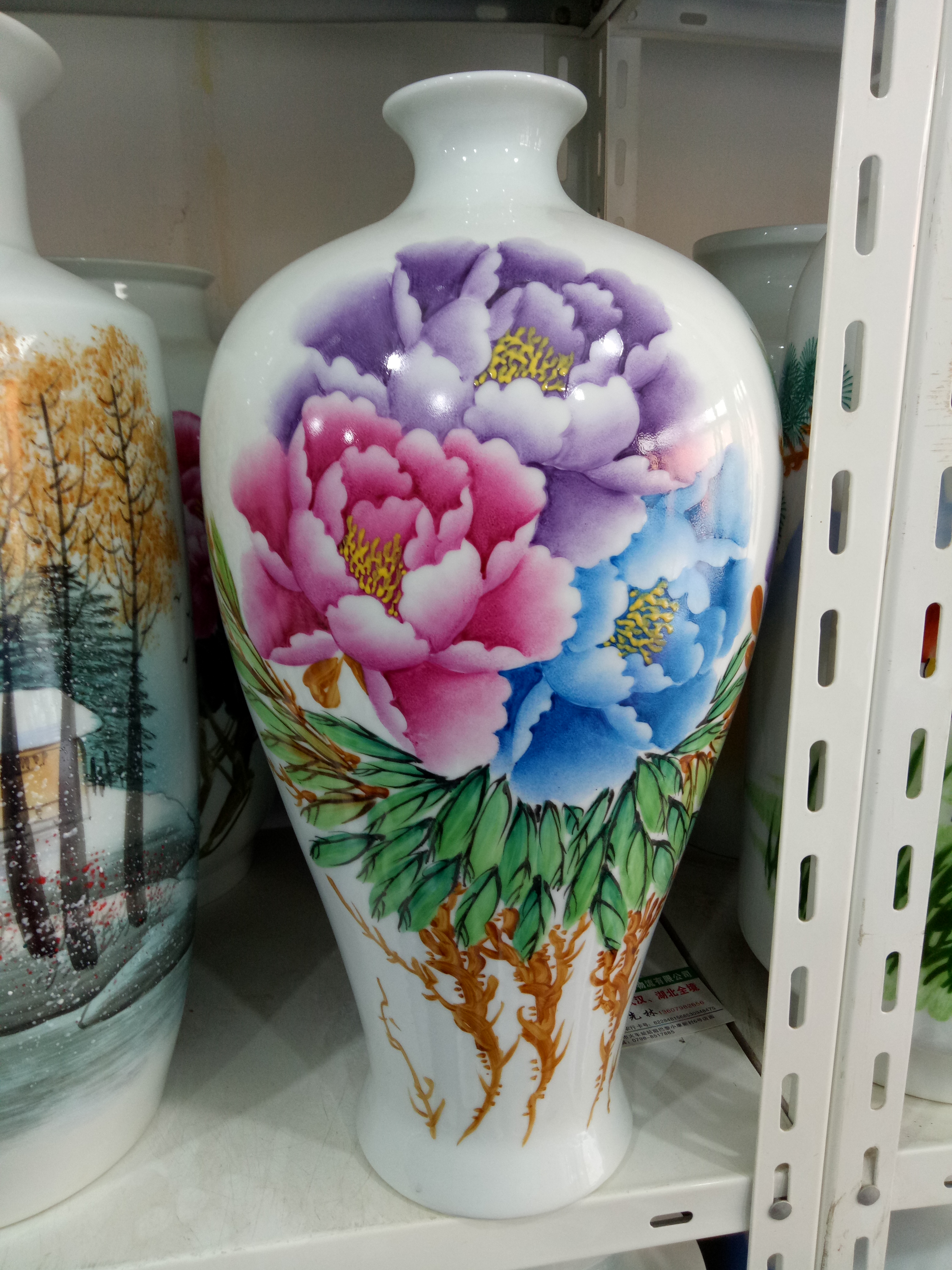 景德镇厂家直销粉彩陶瓷花瓶  粉彩摆件花瓶厂家