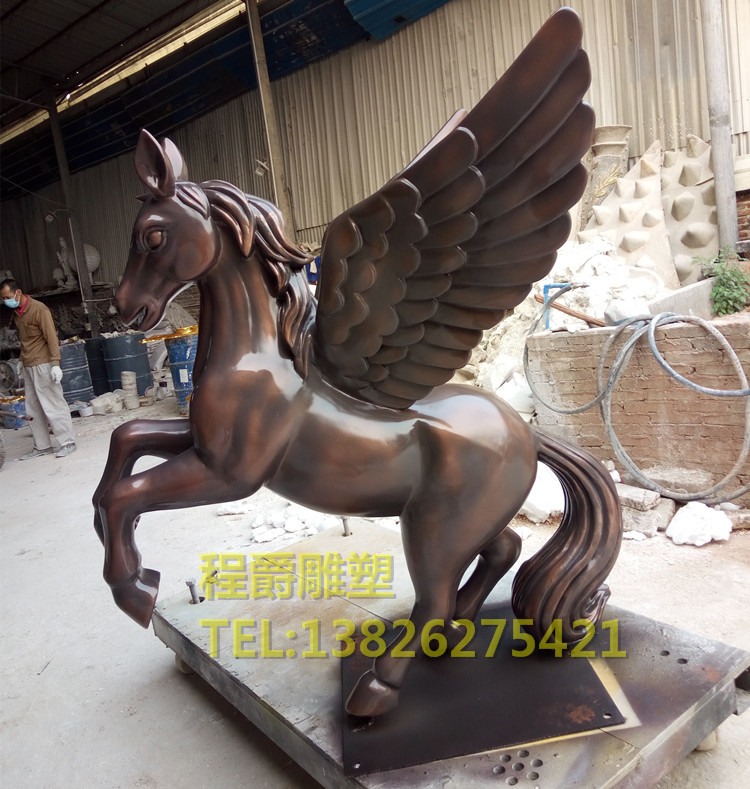广州市仿古铜玻璃钢飞马雕塑定制厂家