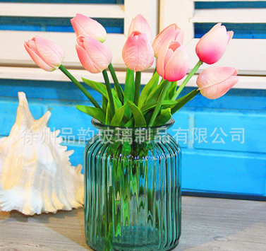 厂家批发彩色玻璃花瓶家居装饰玻璃插花瓶大小号水培花器可定做 水培瓶水培瓶图片
