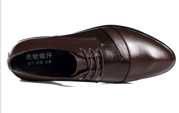 厂家直销 新款春季男士商务皮鞋 真皮尖头大码皮鞋子 一件代发
