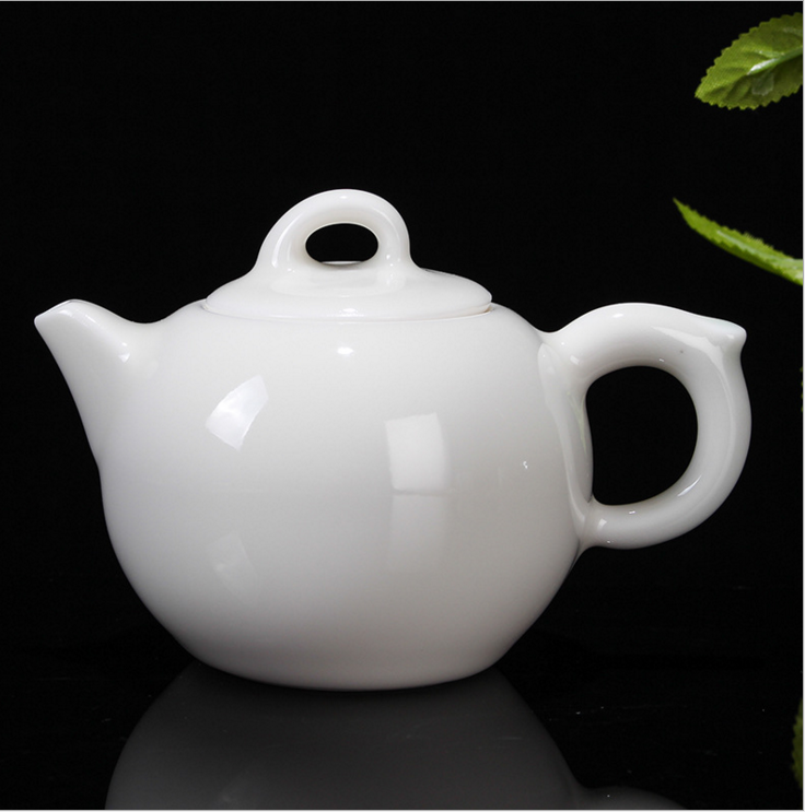 德化手工白瓷茶壶 纯白玉瓷茶壶 高档玉瓷茶具 功夫茶具套装图片