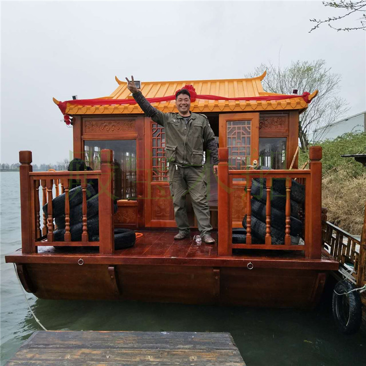 江苏浙江上海哪里有餐饮画舫船 水上观光木船 景区公园旅游船