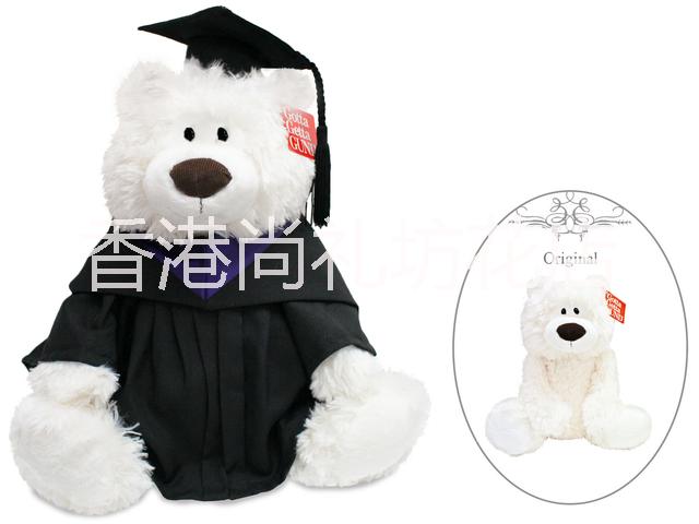 香港特色Barnes & Coleman经典白色泰迪熊毕业公仔高校毕业礼物图片