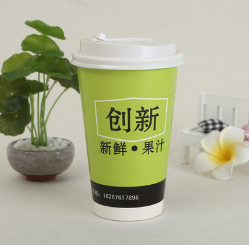 批发生产奶茶咖啡打包外带杯子 可带盖一次性果汁纸杯图片