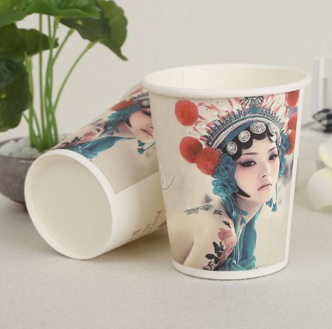 厂家直销公司京剧广告喜庆一次性纸杯创意精美彩印纸杯子图片