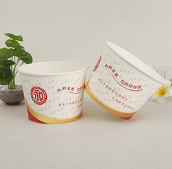 大量供应环保一次性餐饮圆形纸碗定制绿色卫生豆浆打包碗图片