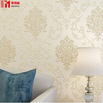 3D墙纸自粘欧式大马士革卧室客厅背景墙无纺布家装壁纸自贴