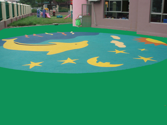 天津市唐山幼儿园塑胶地面厂家唐山幼儿园塑胶地面施工-彩色橡胶颗粒摊铺|环保、安全地垫