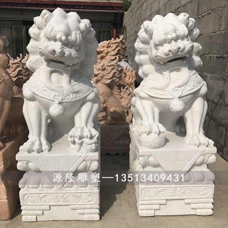 保定市汉白玉石狮子 北京石狮子厂家曲阳石雕厂家供应 汉白玉石狮子 北京石狮子 动物石狮雕刻