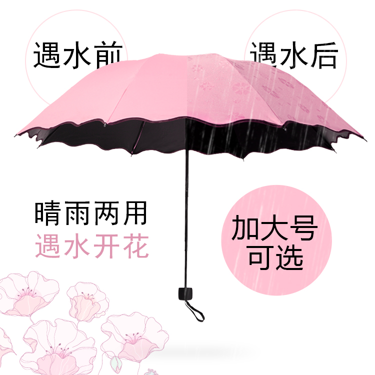 琪胜 晴雨伞折叠防晒紫外线黑胶女定制logo可爱韩版图片