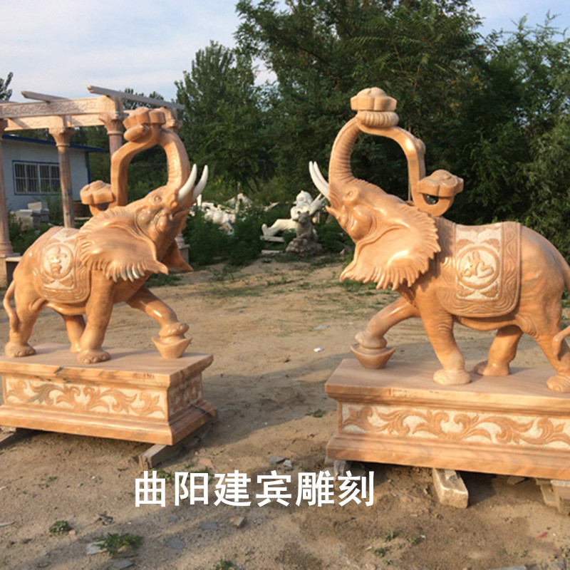 石雕大象,大理石吉象雕刻-曲阳石雕大象厂