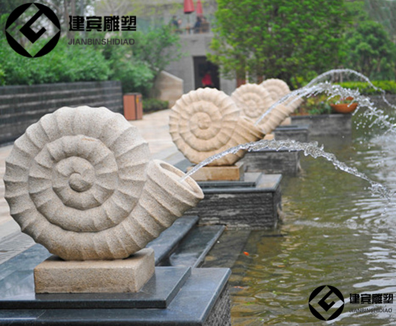 喷水海螺石雕、景观海螺雕塑、海螺喷泉雕刻厂家图片