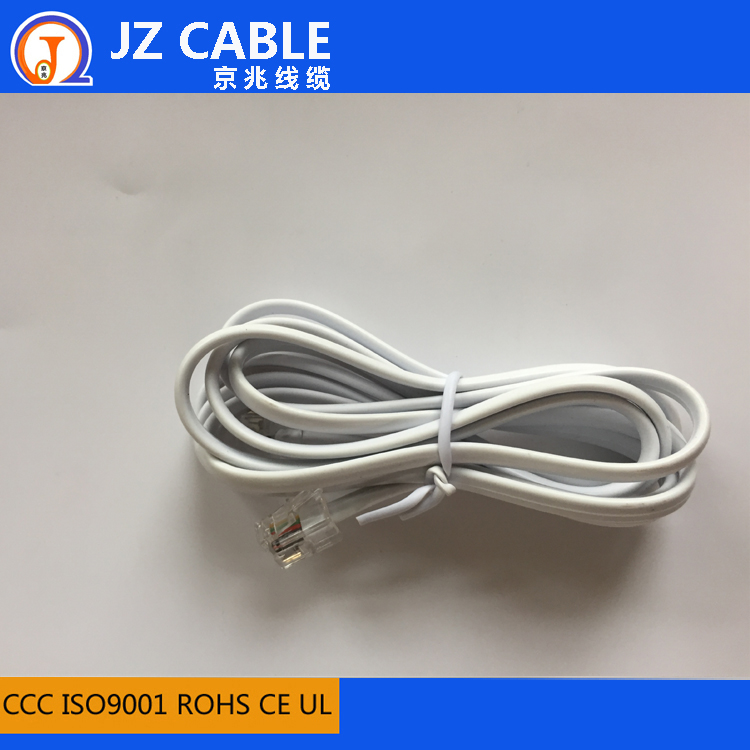 深圳厂家直销四芯4p4c电话线rj11带端子头 端子特殊4芯电话连接线图片