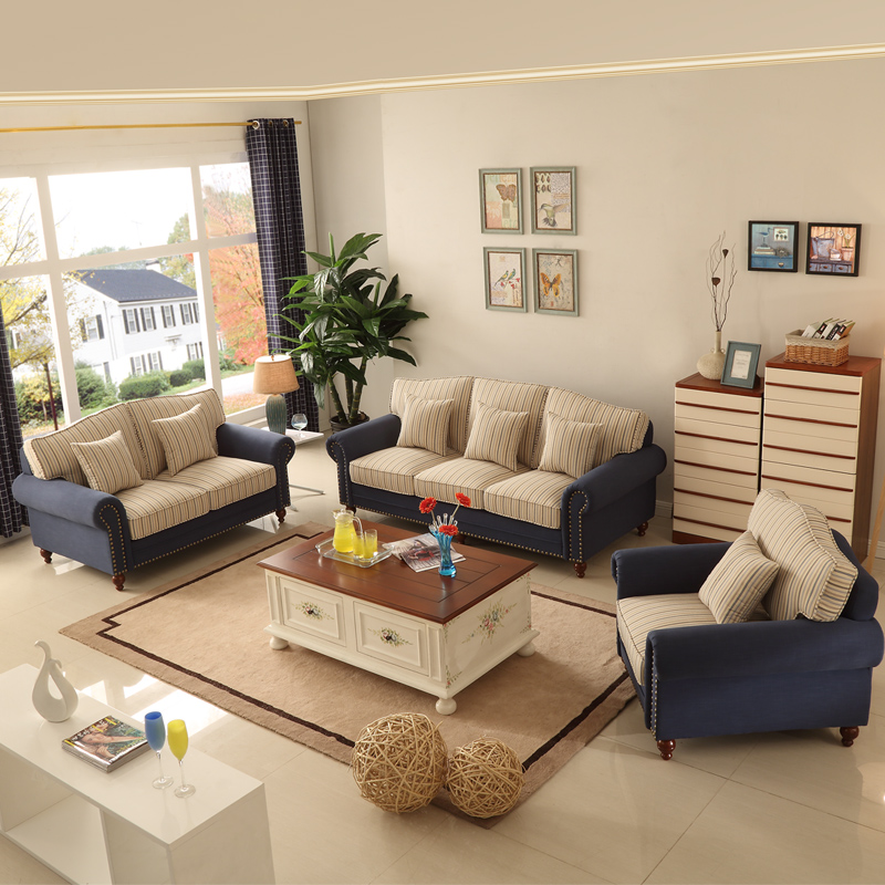 定制 地中海风格家具沙发客厅整装小户型三人四人位直排老虎椅美式单人图片