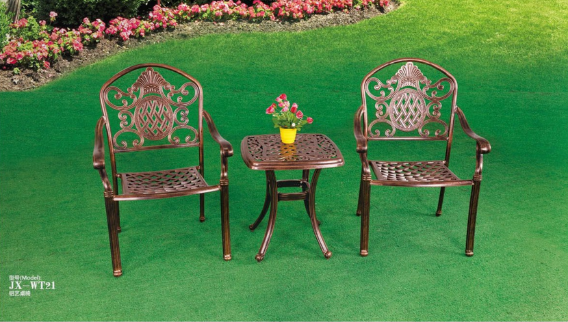 铸铝阳台茶几系列桌椅  佛山户外家具生产厂家  户外休闲桌椅定做图片