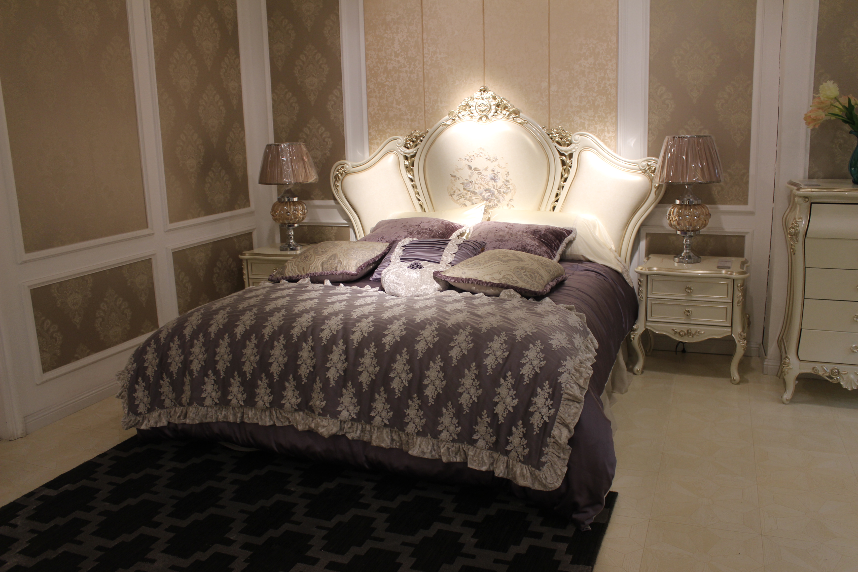 欧式床双人床实木床榉木奢华公主床法式床新古典床婚床主卧室家具 双人床图片