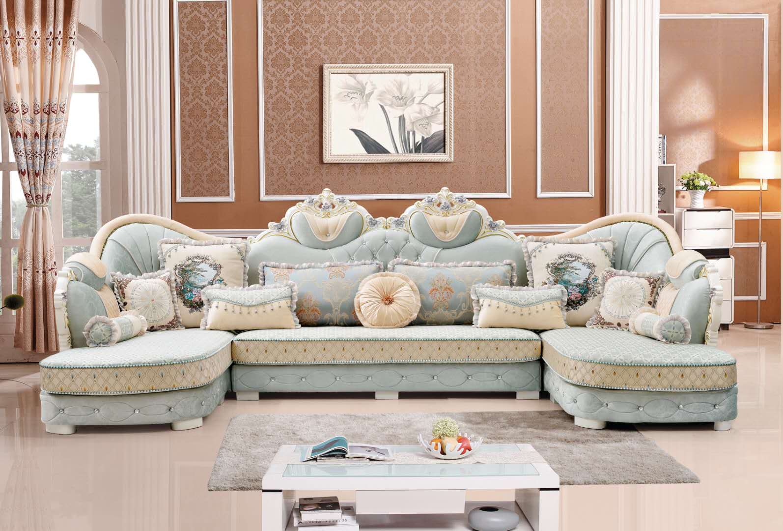 欧式沙发风格小户型客厅组合现代简约沙发实木整装家具图片