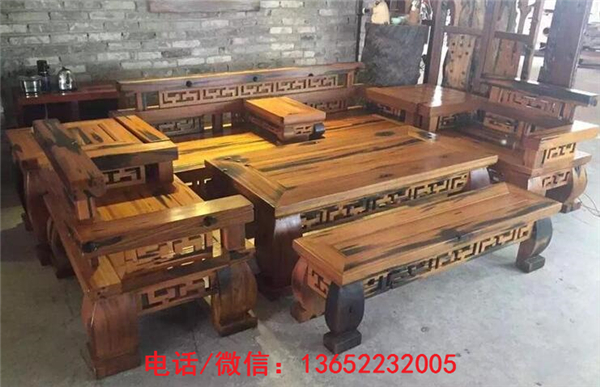 中山市老船木沙发茶几组合家具中式仿古厂家